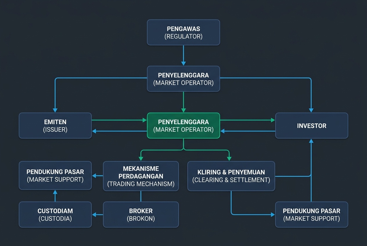 Skema struktur pasar dan lembaga yang mengatur mekanisme perdagangan